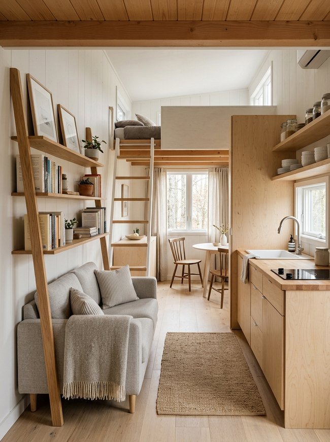 Scandi Ladder Bookcase Light